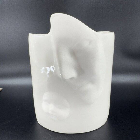 Sara Lund Face Vase Mother and Child Hand Made Stoneware Pottery Artist Signed - Picture 11 of 13